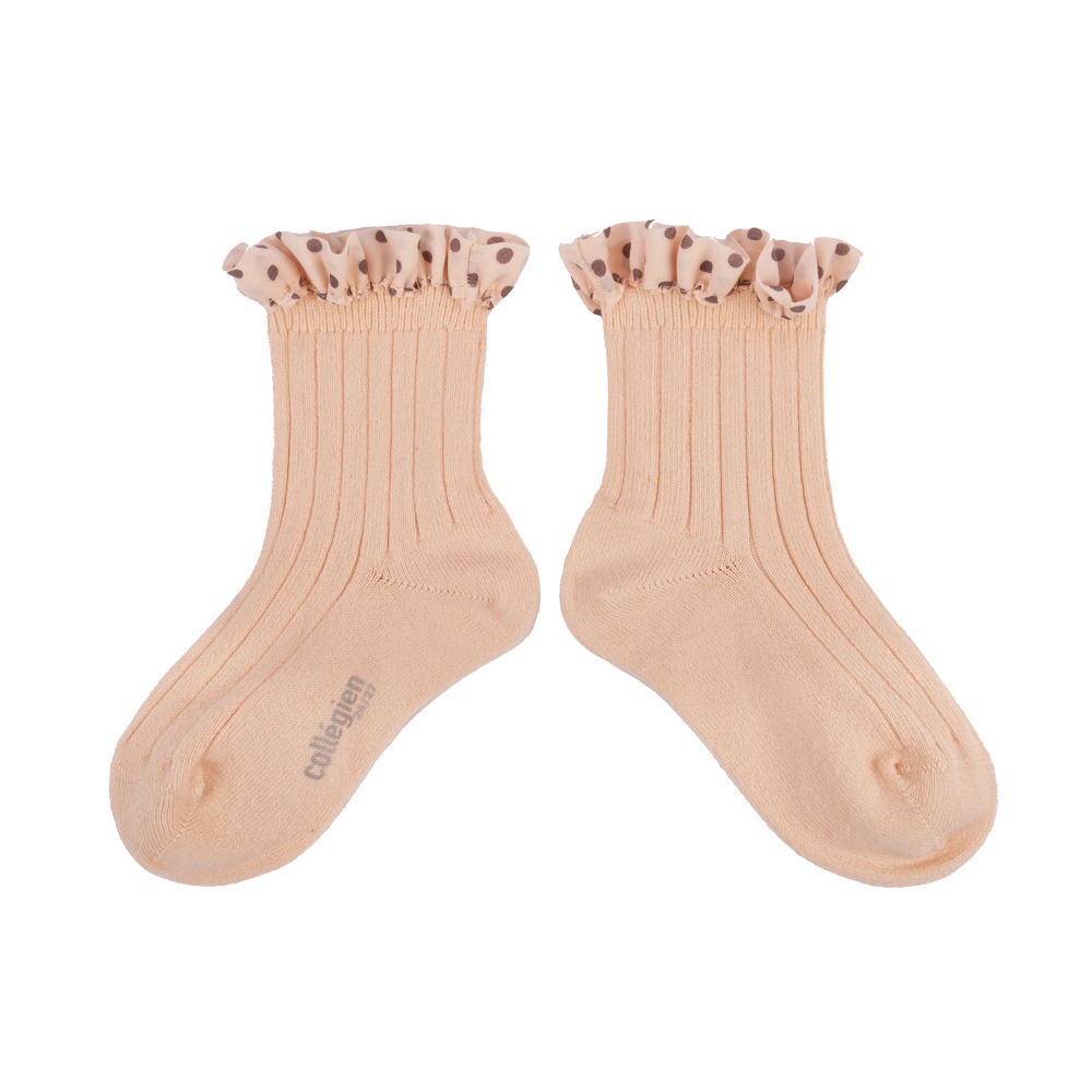 [Collegien] 꼴레지앙 Emilie - Polka Dots Ruffle Ankle Socks - 590