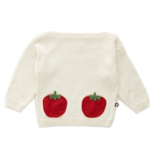 OEUF 우프 SS20 /  Oeuf Tomato Pocket Sweater_White /Tomato_우프 스웨터 / 우프 의류