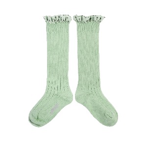 [Collegien] 24SS Maud - Polka Dots Ruffle Knee-high Socks