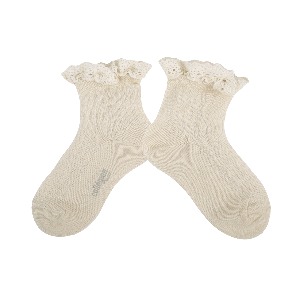 [Collegien] 꼴레지앙 Annette - Lightweight Pointelle Socks with Lace Frill -  037