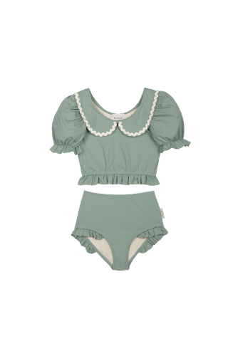 (6, 8y) [MIPOUNET ] CATALINA COLLARED SWIMSUIT - MUSGO GREEN