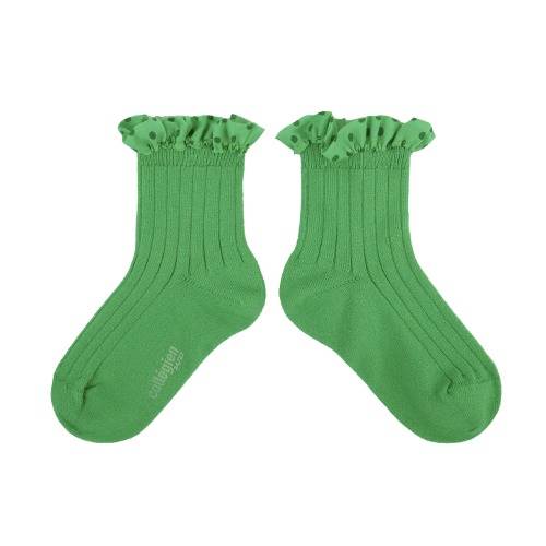 [Collegien] 꼴레지앙 Emilie - Polka Dots Ruffle Ankle Socks - 814