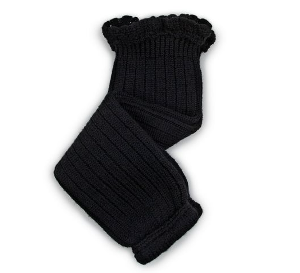 [COLLEGIEN] 꼴레지앙 Léna 프릴 레그워머 - Merino Wool Legwarmers Lace Frill - 171 Noir de charbon