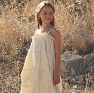 (4, 10y) [HOUSE OF PALOMA] Sonnet Dress - Creme broderie